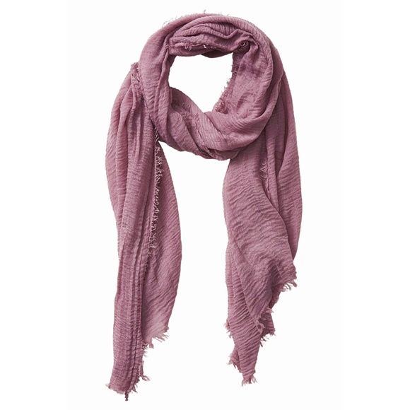 NEW Crinkled Cotton Blend Scarf in Mauve - Picture 1 of 1